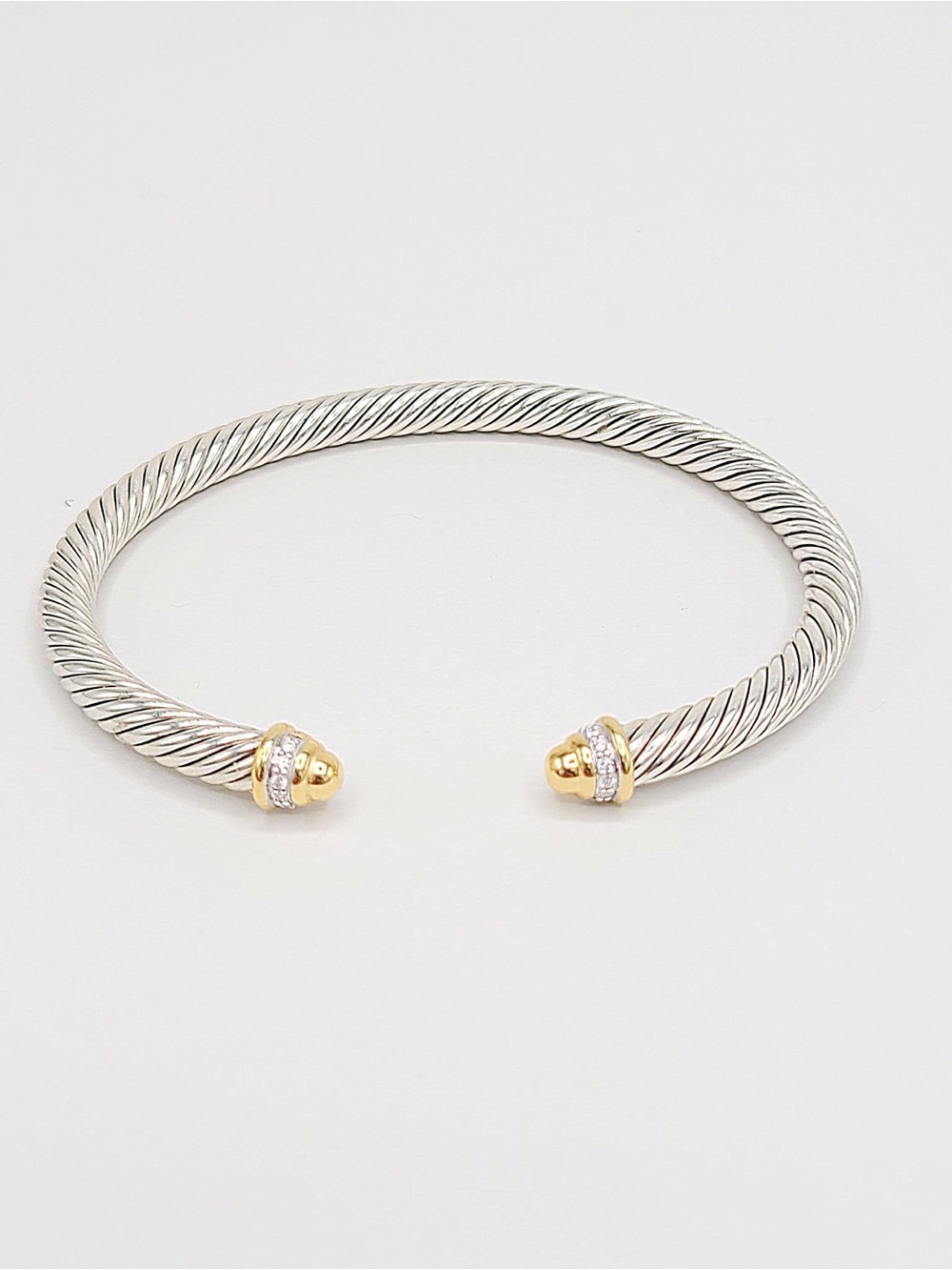 David Yurman Classic Cable Bracelet With Diamonds and Gold Dome , 5mm - Picture 4 of 8